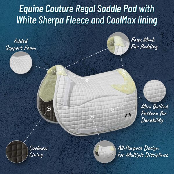 Equine Couture Regal Saddle Pad with White Sherpa Fleece and CoolMax lining For Sale - Image 2
