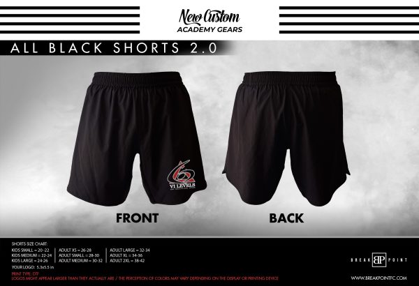 6 Levels Apopka All Black Custom Shorts 2.0 #109 B Online now