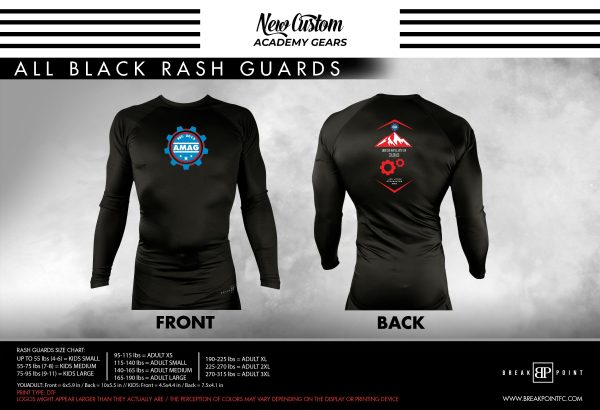 Amag Colorado All Black Custom Rash Guards Long Sleeves #1222 B For Sale