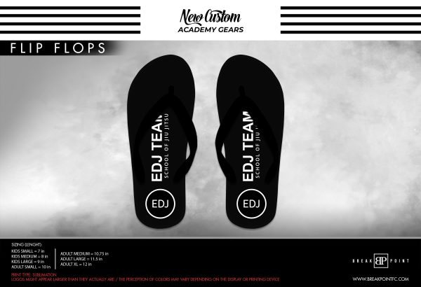 EDJ School of Jiu Jitsu Academy Flip Flops #220 For Discount