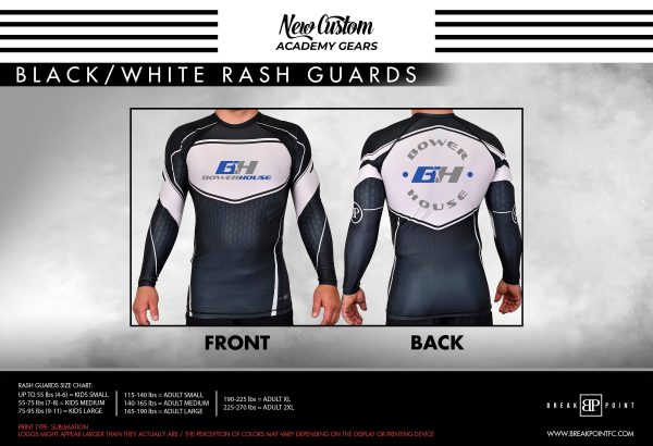 Bowerhouse MMA Academy Rash Guards Black White #1337 on Sale