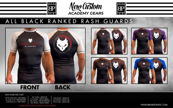 Karasutengu Academy All Black Ranked Short Sleeve Rash Guards #377 A Online now