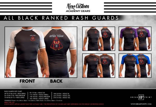Apes All Black Ranked Short Sleeve Rash Guards #1331 C Hot on Sale