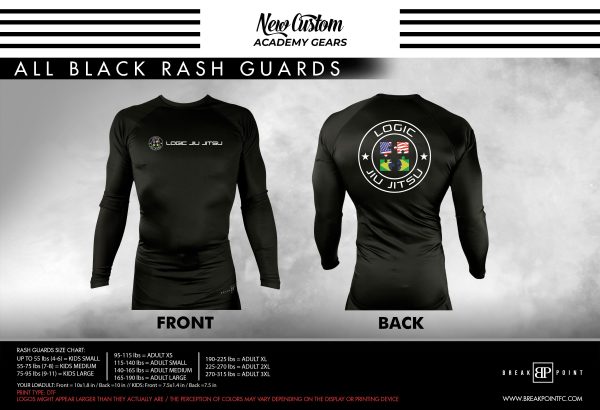 Logic Jiu Jitsu Club All Black Custom Rash Guards Long Sleeves #1333 Sale