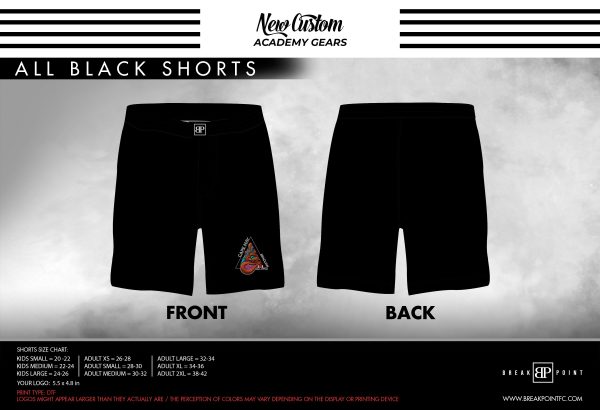 Cape May Brazilian Jiu Jitsu All Black Custom Shorts #1324 on Sale