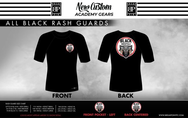 Black Sheep BJJ Academy All Black Custom Rash Guards Short Sleeves #779 B Online Hot Sale