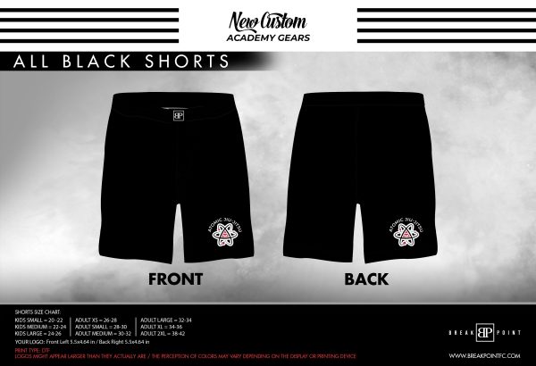 Atomic Jiu-Jitsu All Black Custom Shorts #323 B (Atom) Hot on Sale
