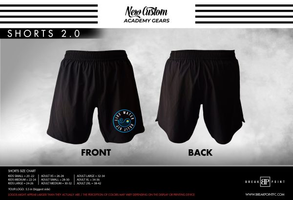 Like Water Jiu Jitsu All Black Custom Shorts 2.0 #443 Fashion