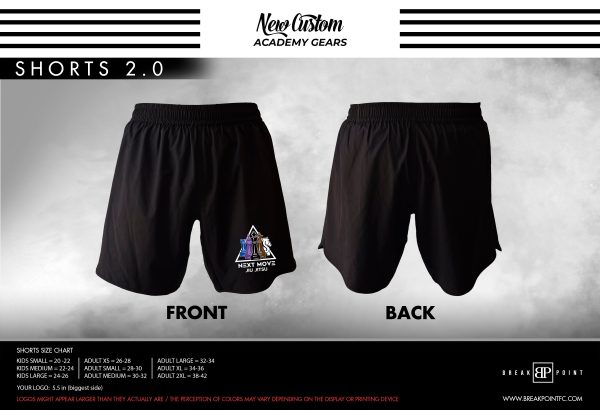 Next Move Jiu Jitsu All Black Custom Shorts 2.0 #1255 Online Sale