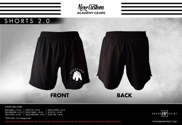 Bearclan Jiu-Jitsu All Black Custom Shorts 2.0 #1281 on Sale