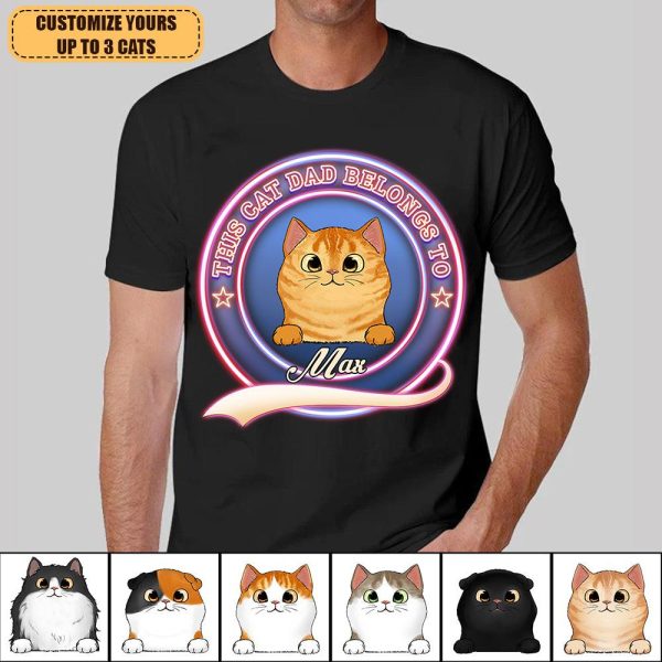 This Cat Dad Belongs To Cat Personalized Shirt, Father’s Day Gift for Cat Lovers, Cat Mom, Cat Dad - TS883PS02 Online - Image 2