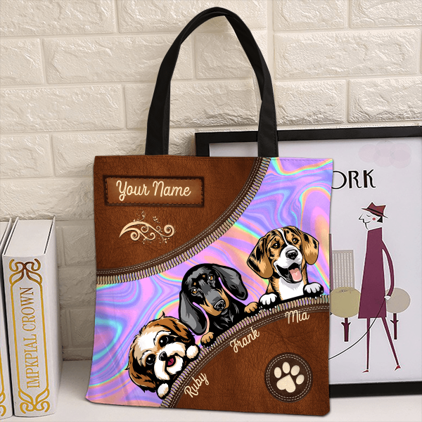 Dog Colorful Pattern Personalized All Over Tote Bag, Personalized Mother s Day Gift for Dog Lovers, Dog Dad, Dog Mom - TO206PS05 Online Sale