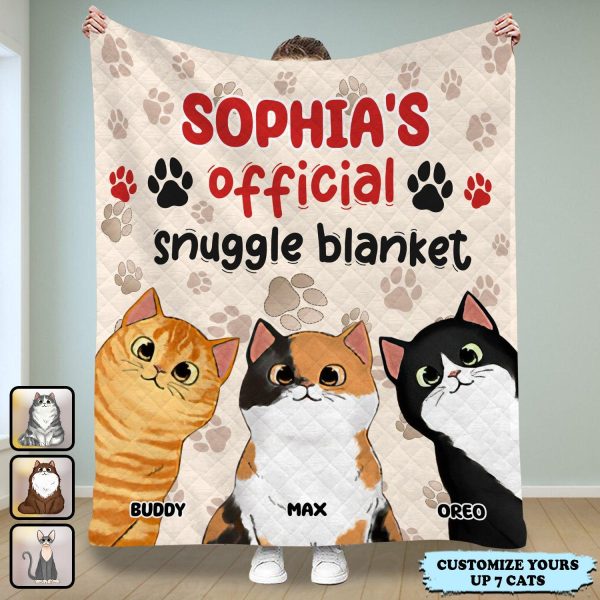 Official Snuggle Blanket Cat Personalized Premium Fleece Blanket, Mother’s Day Gift for Cat Lovers, Cat Mom, Cat Dad - QB077PS02 Online now - Image 2