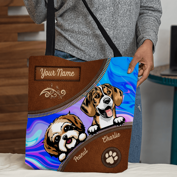 Dog Colorful Pattern Personalized All Over Tote Bag, Personalized Mother s Day Gift for Dog Lovers, Dog Dad, Dog Mom - TO206PS05 Online Sale - Image 5