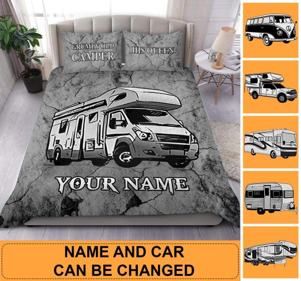 For Grumpy Old Camper And His Queen Camping Personalized Bedding Set, Personalized Gift for Camping Lovers - BD031PS01 Supply